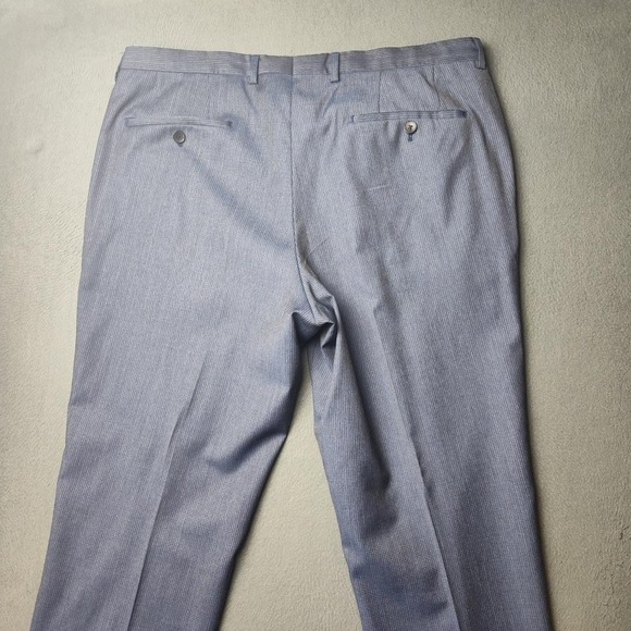 Hugo Boss Dress Pants Mens 36x31 Blue Gray Micro Check Flat Front Suit Sharp - Picture 4 of 15